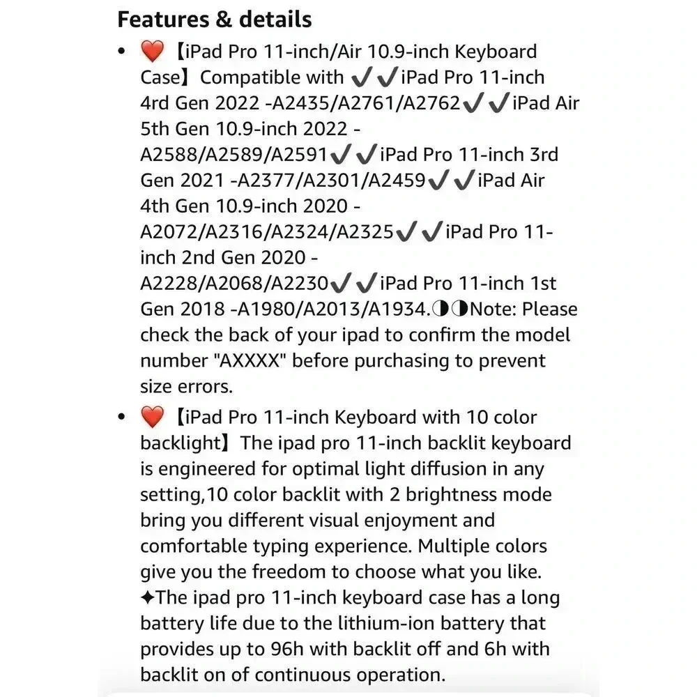 360° Keyboard Case For iPad Pro 11” 4th/3rd/2nd/1st‎ Generation 10 Color Backlit